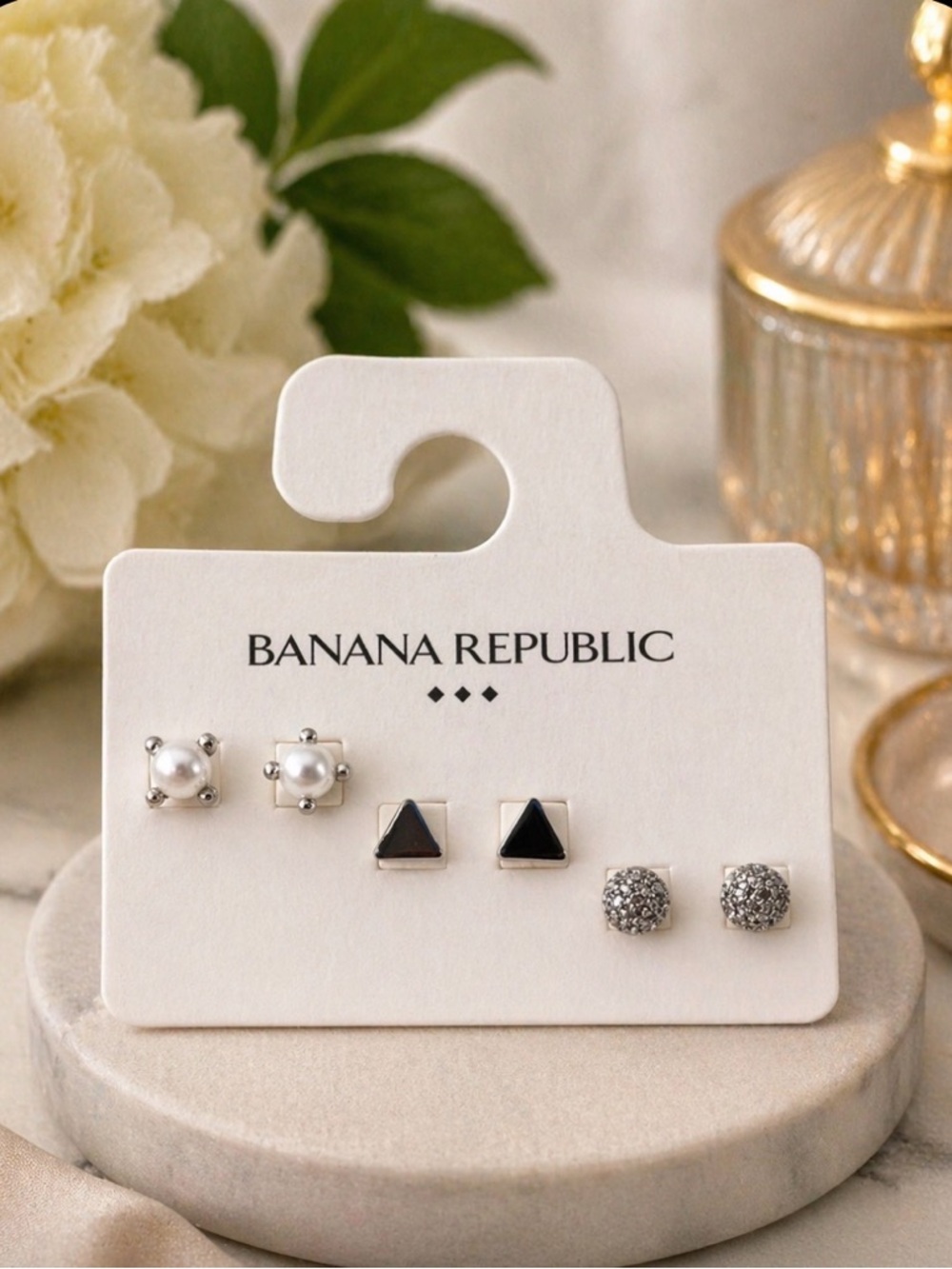 Banana Republic Silver and White Stud Earring Set